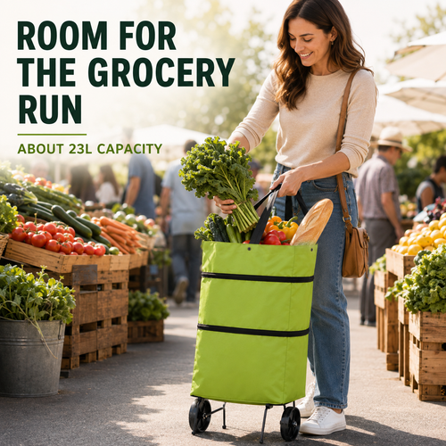 🛍️Foldable Wheeled Grocery Bag – Roll More and Carry Less
