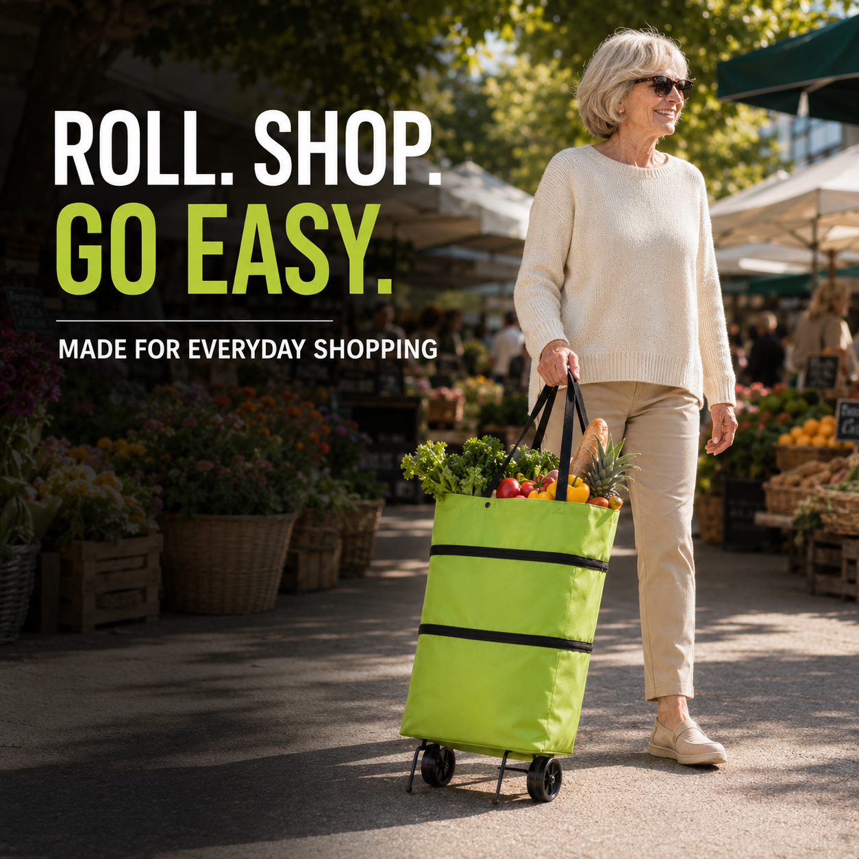 🛍️Foldable Wheeled Grocery Bag – Roll More and Carry Less