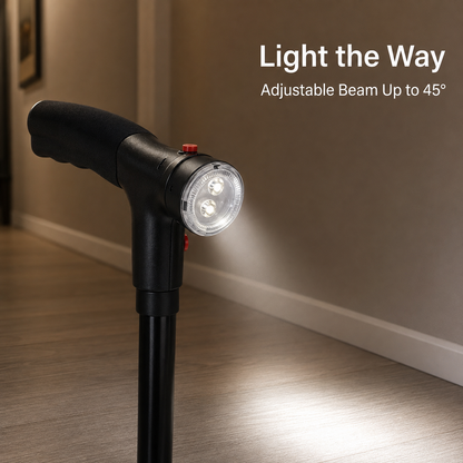 Foldable LED Walking Cane with Extra Grip for Everyday Support