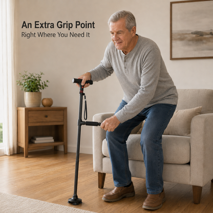 Foldable LED Walking Cane with Extra Grip for Everyday Support