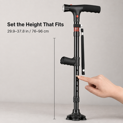 Foldable LED Walking Cane with Extra Grip for Everyday Support