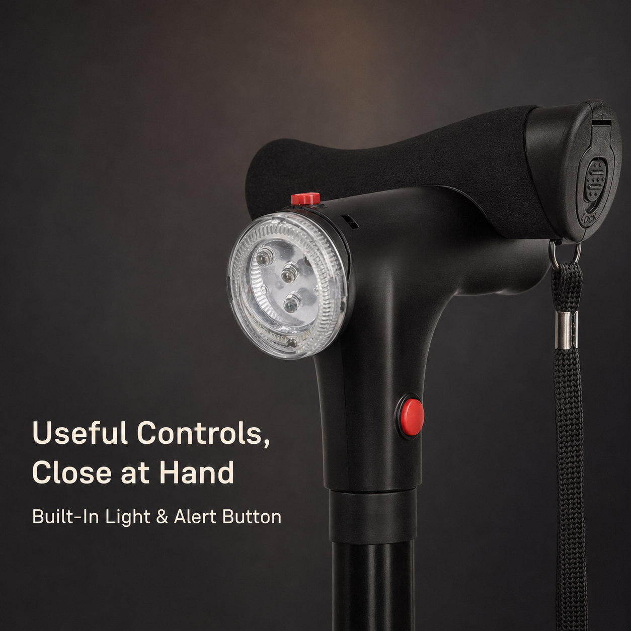 Foldable LED Walking Cane with Extra Grip for Everyday Support