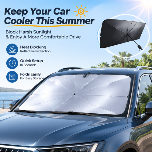 Summer Car Sun Shade | Keep Your Vehicle Cooler With Reflective Windshield Heat Protection