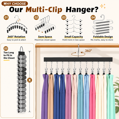 🔥Premium Wooden Hat Organizer with 12 Non-Scratch Stainless Steel Clips - Space Saving Closet Storage for Hats