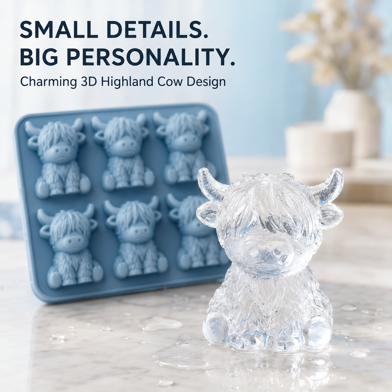 🐮 Mini Highland Cow Ice Cube Mold – Turn Every Drink Into a Cute Moment
