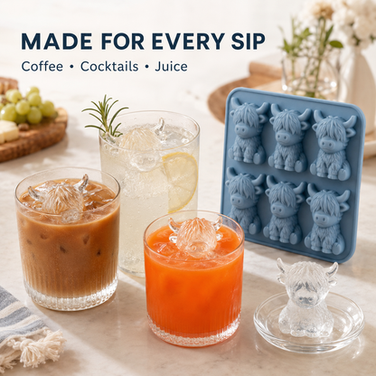 🐮 Mini Highland Cow Ice Cube Mold – Turn Every Drink Into a Cute Moment