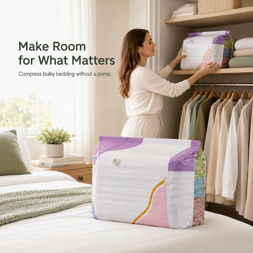 🧺 No-Pump 3D Compression Storage Bags – Make More Closet Space