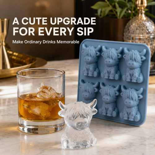 🐮 Mini Highland Cow Ice Cube Mold – Turn Every Drink Into a Cute Moment
