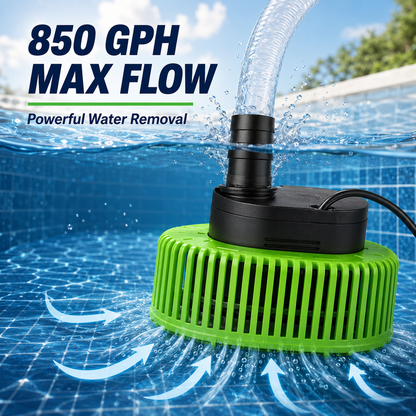 Above Ground Pool Cover Pump with 16FT Hose & 4 Universal Adapters