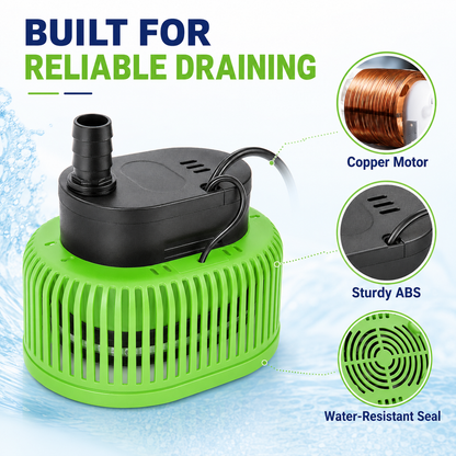 Above Ground Pool Cover Pump with 16FT Hose & 4 Universal Adapters