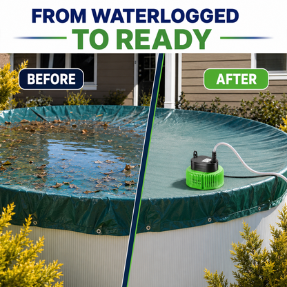 Above Ground Pool Cover Pump with 16FT Hose & 4 Universal Adapters