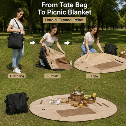 2-in-1 Convertible Tote Bag and Picnic Blanket