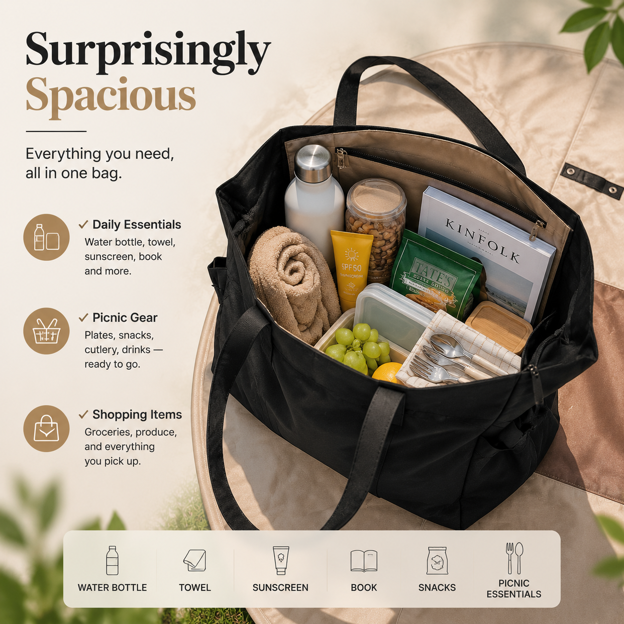 2-in-1 Convertible Tote Bag and Picnic Blanket