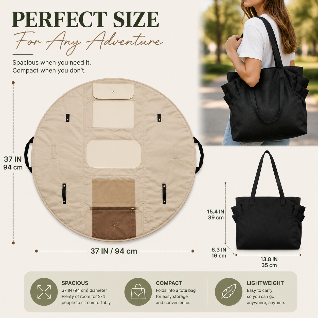 2-in-1 Convertible Tote Bag and Picnic Blanket