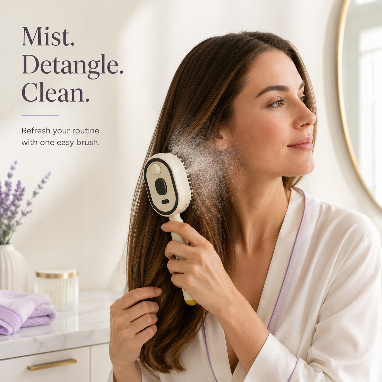 ✨3-in-1 Electric Mist Hair Brush for Easier Detangling & Cleanup
