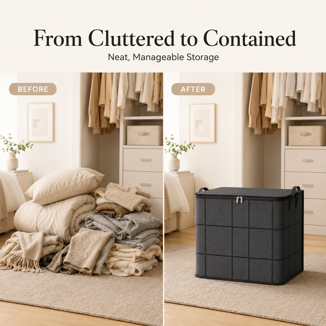 🏡Large-Capacity Zippered Bedding Storage Bag with Carry Handles