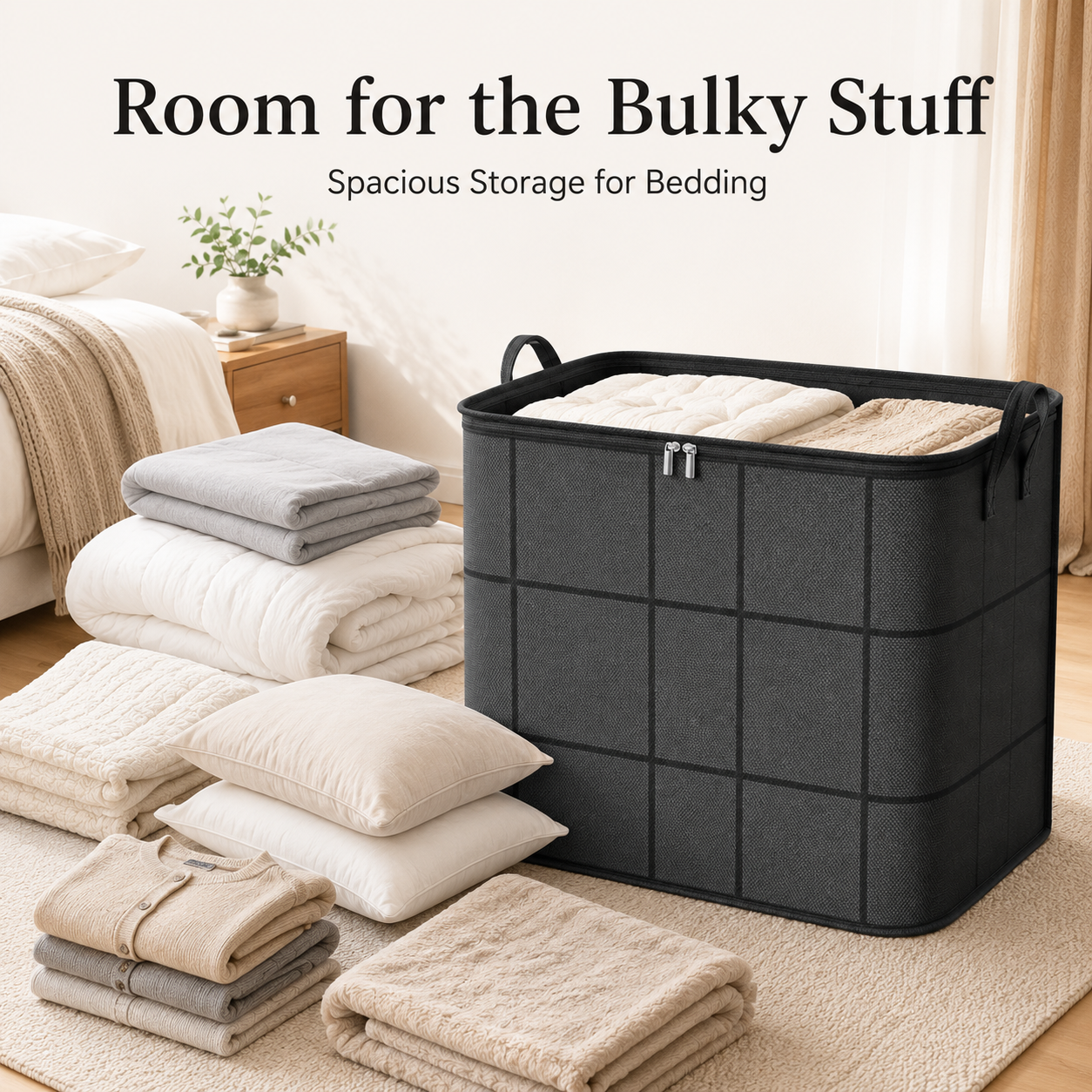 🏡Large-Capacity Zippered Bedding Storage Bag with Carry Handles