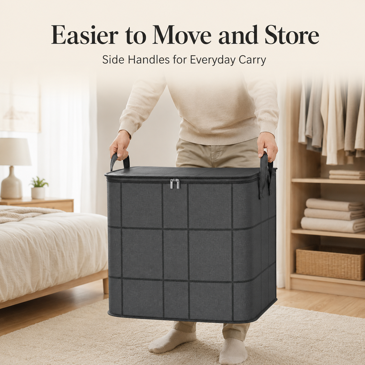 🏡Large-Capacity Zippered Bedding Storage Bag with Carry Handles