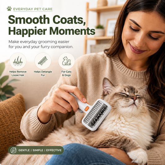 🔥2-in-1 Pet Grooming Comb for Easy Hair Removal & Detangling 🐾