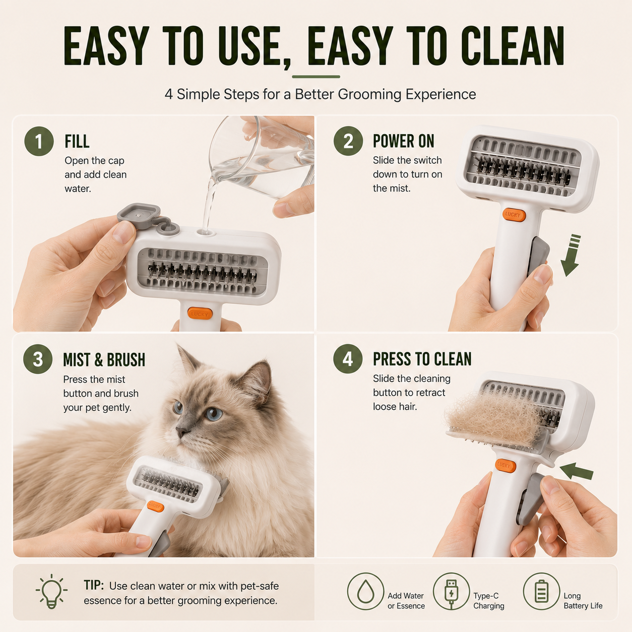 🔥2-in-1 Pet Grooming Comb for Easy Hair Removal & Detangling 🐾