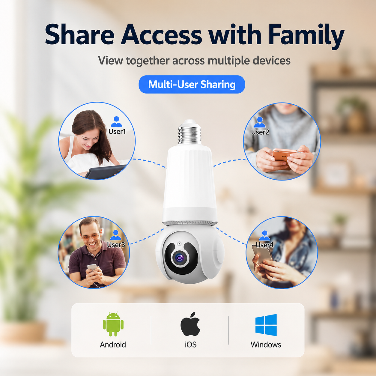 🚨 2K WiFi Light Bulb Security Camera with Motion Tracking – Wireless 360° Home Surveillance System with Night Vision & Two-Way Audio