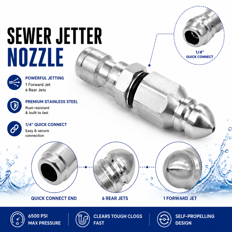 💥 49% OFF 6500 PSI Sewer Jetter Nozzle 🚀 Powerful Drain Cleaning