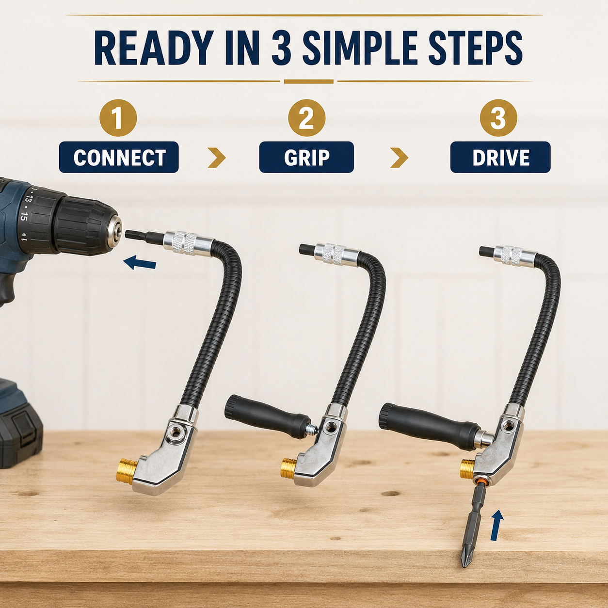Flexible 90° Right Angle Drill Extension Kit