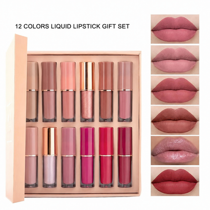💄 49% OFF 12-Piece Liquid Lipstick Set ✨ Matte Pearlescent Gift Collection