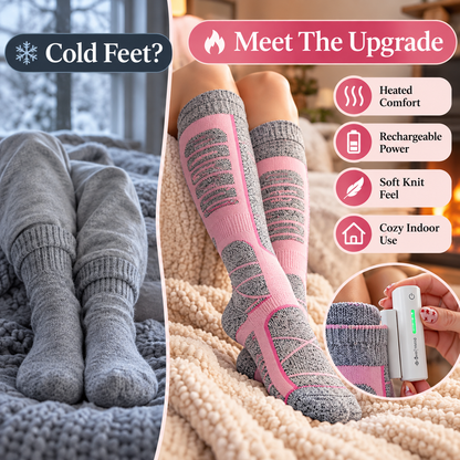🔥 50% OFF 🧦 Rechargeable Heated Knee-High Lounge Socks with Cordless Battery Pocket & Anti-Slip Soles 🔥