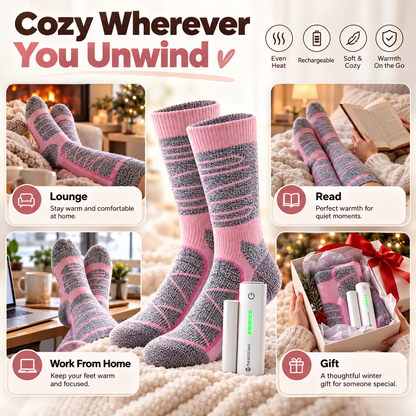 🔥 50% OFF 🧦 Rechargeable Heated Knee-High Lounge Socks with Cordless Battery Pocket & Anti-Slip Soles 🔥