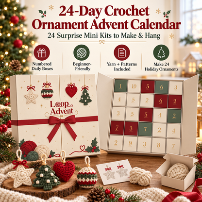 🎄 24-Day Christmas Crochet Advent Calendar DIY Ornament Kit for Holiday Crafting 🧶