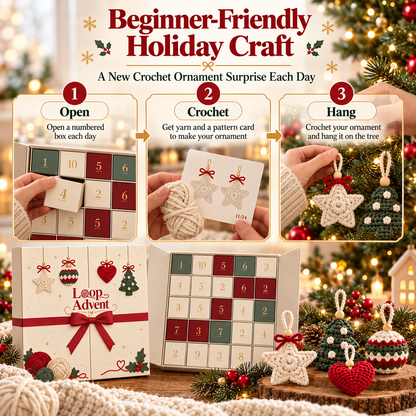 🎄 24-Day Christmas Crochet Advent Calendar DIY Ornament Kit for Holiday Crafting 🧶