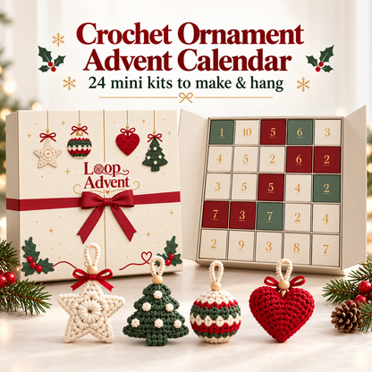 🎄 24-Day Christmas Crochet Advent Calendar DIY Ornament Kit for Holiday Crafting 🧶