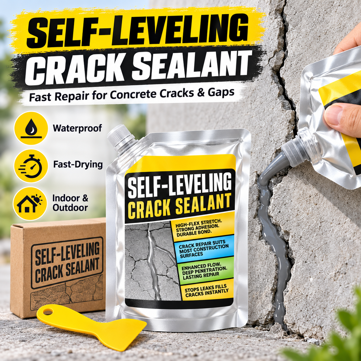 🔥 50% OFF Self-Leveling Crack Sealant 🛠️ Waterproof Concrete Crack Repair