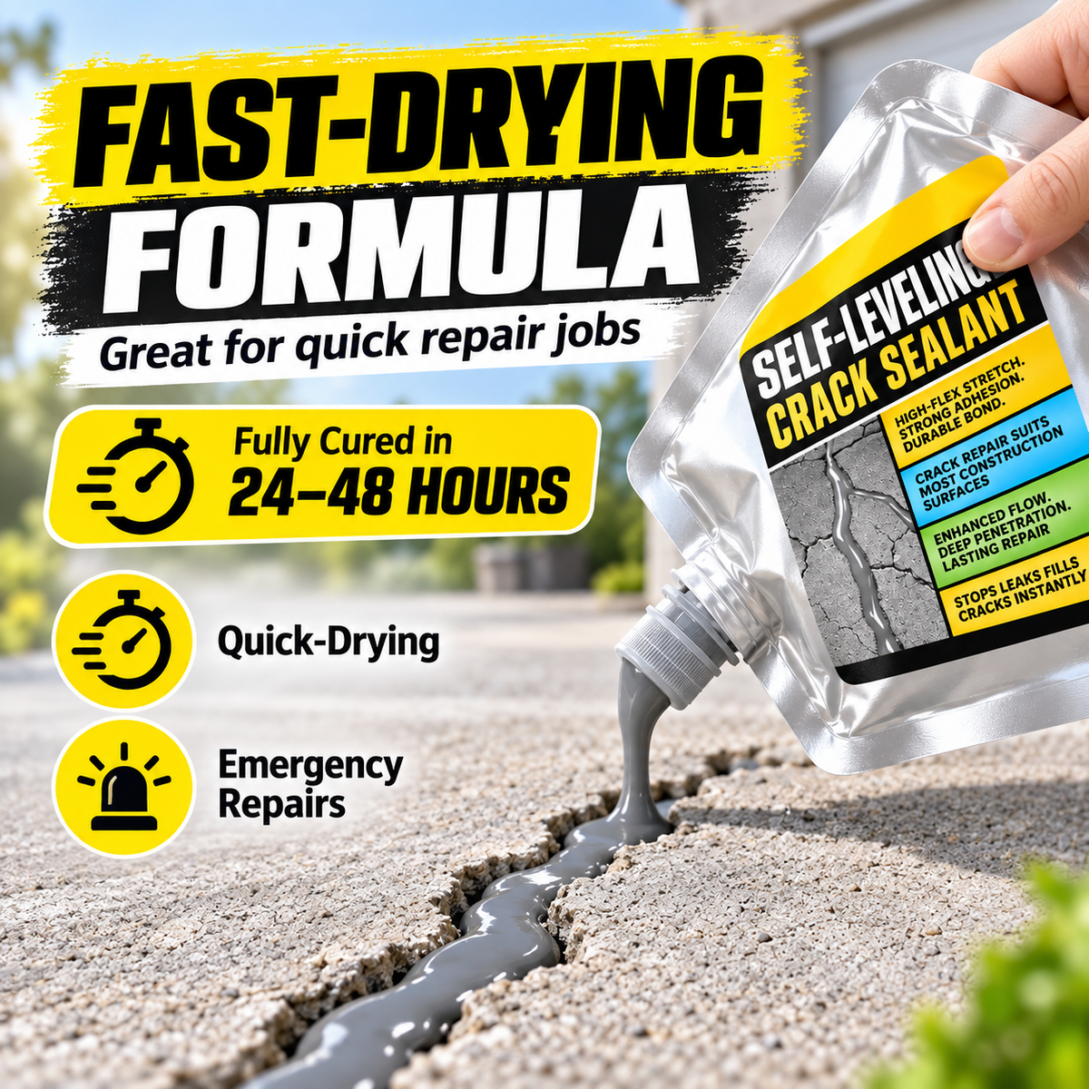 🔥 50% OFF Self-Leveling Crack Sealant 🛠️ Waterproof Concrete Crack Repair