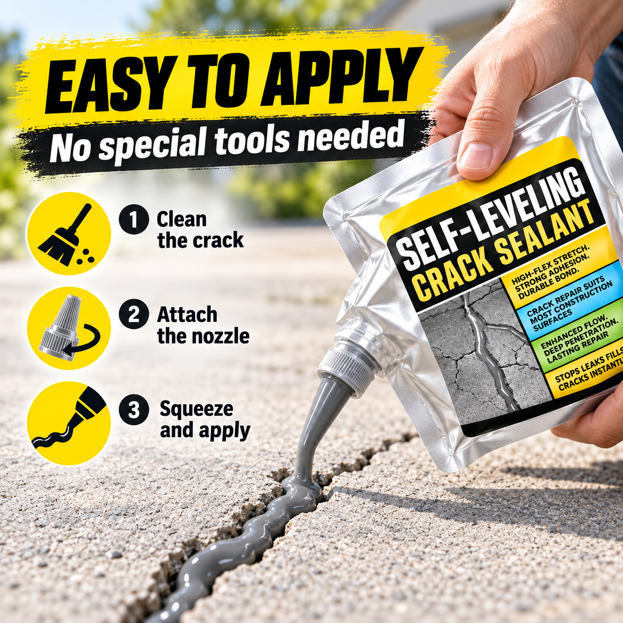 🔥 50% OFF Self-Leveling Crack Sealant 🛠️ Waterproof Concrete Crack Repair