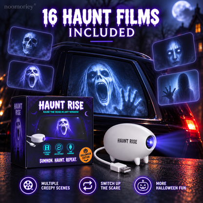 🎃 Haunt Rise 360° Animated Halloween Window Projector | 16 Spooky Holiday Films USB Atmosphere Light 👻