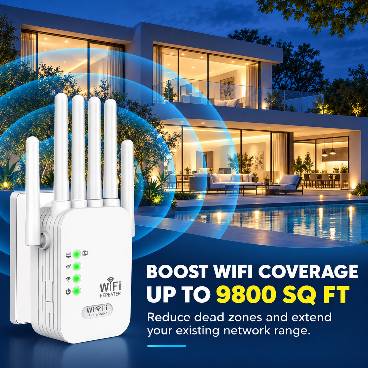 📶 6-Antenna WiFi Extender – Bring Better Coverage To More Rooms