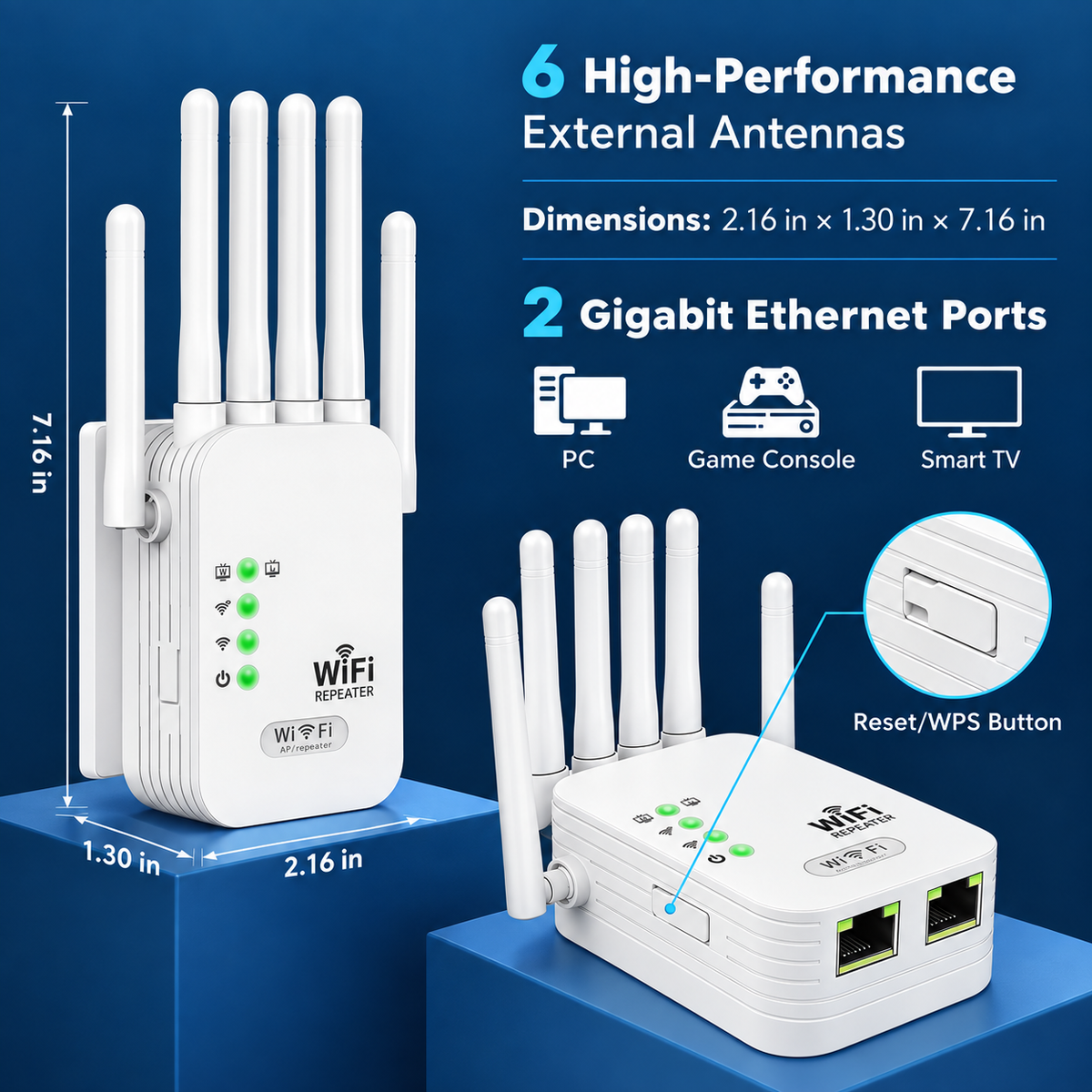 📶 6-Antenna WiFi Extender – Bring Better Coverage To More Rooms