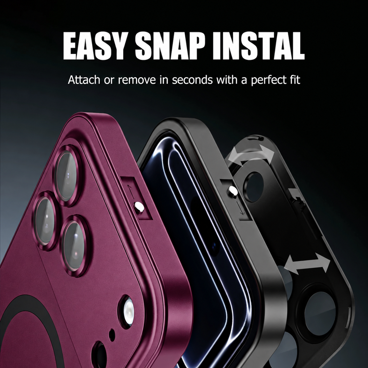 Compatible with iPhone 18 Pro Max Air 16 15 14 13 12 Metalic Magnetic Case with Lens Cover