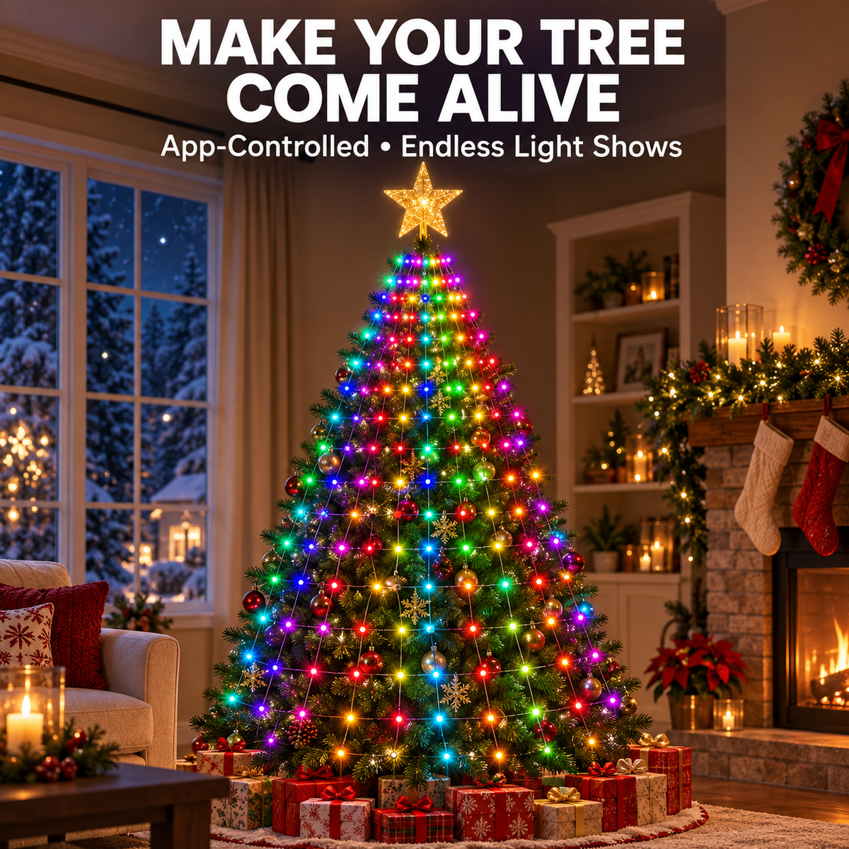 🎄 49% OFF App-Controlled Animated Christmas Tree Lights ✨ DIY Music Sync Light Net