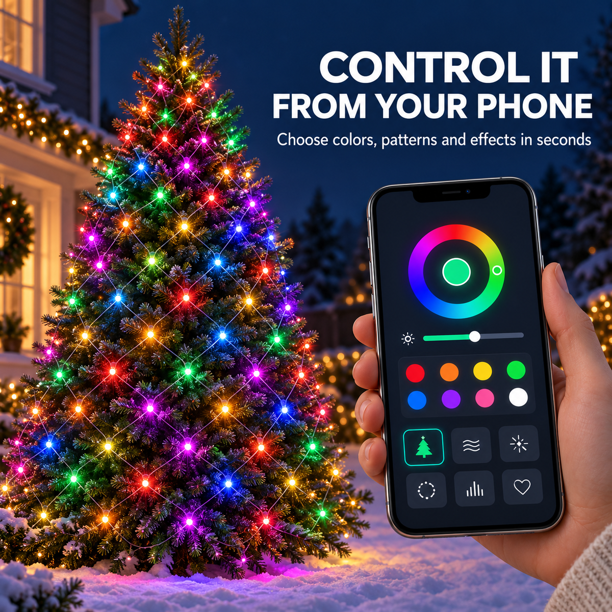 🎄 49% OFF App-Controlled Animated Christmas Tree Lights ✨ DIY Music Sync Light Net