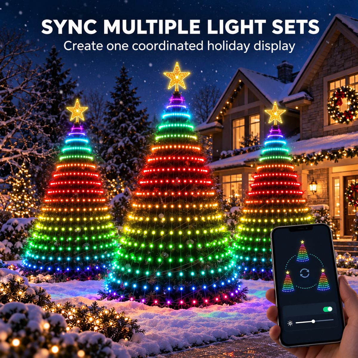 🎄 49% OFF App-Controlled Animated Christmas Tree Lights ✨ DIY Music Sync Light Net