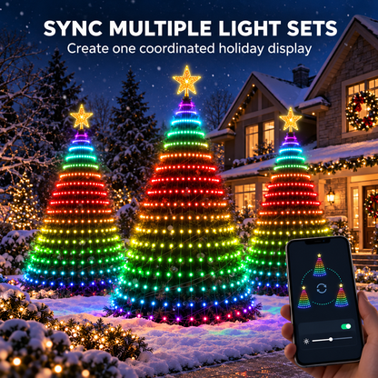 🎄 49% OFF App-Controlled Animated Christmas Tree Lights ✨ DIY Music Sync Light Net