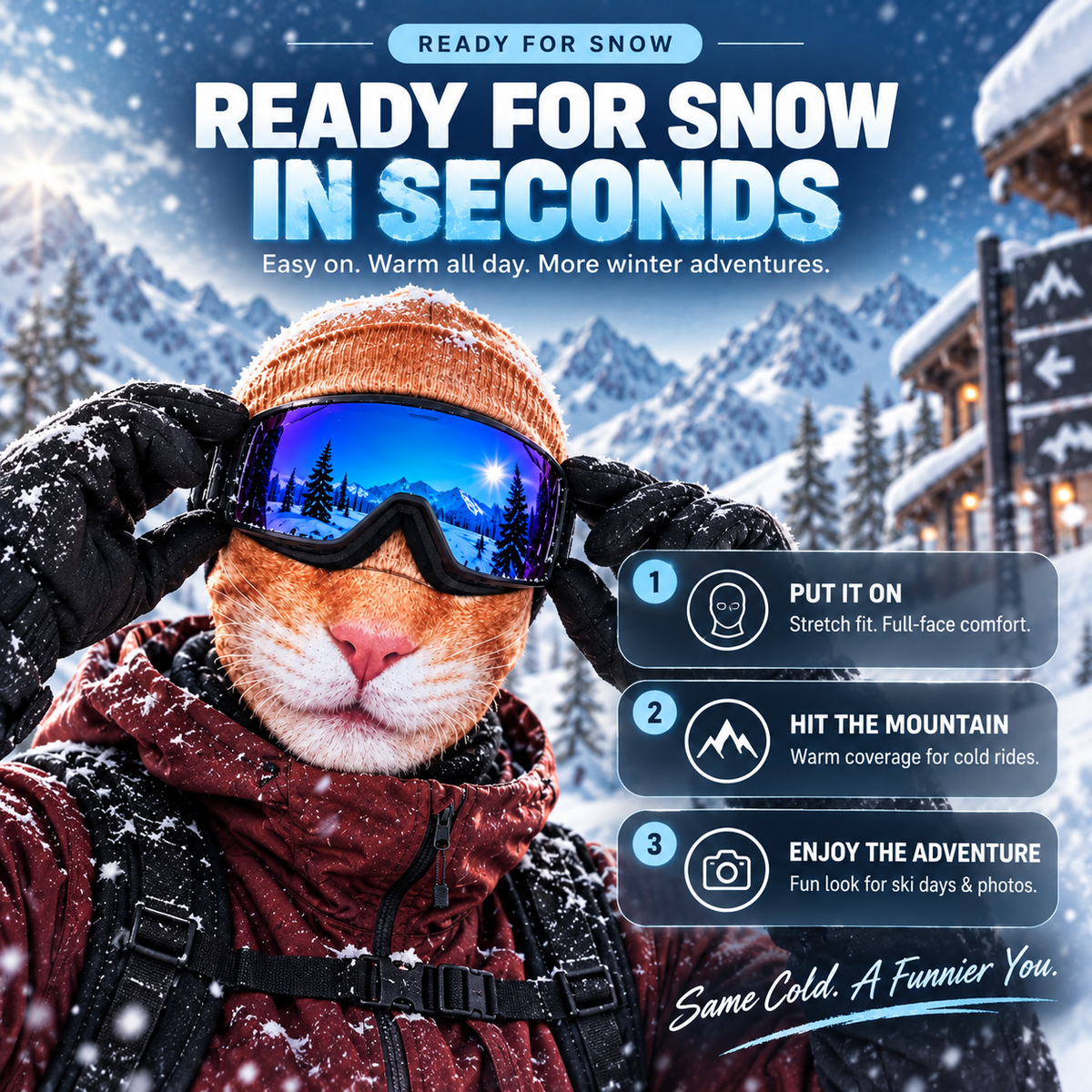 🦊50% OFF Funny Animal Face Ski Mask – 🐾Winter Ski & Snowboard Face Cover