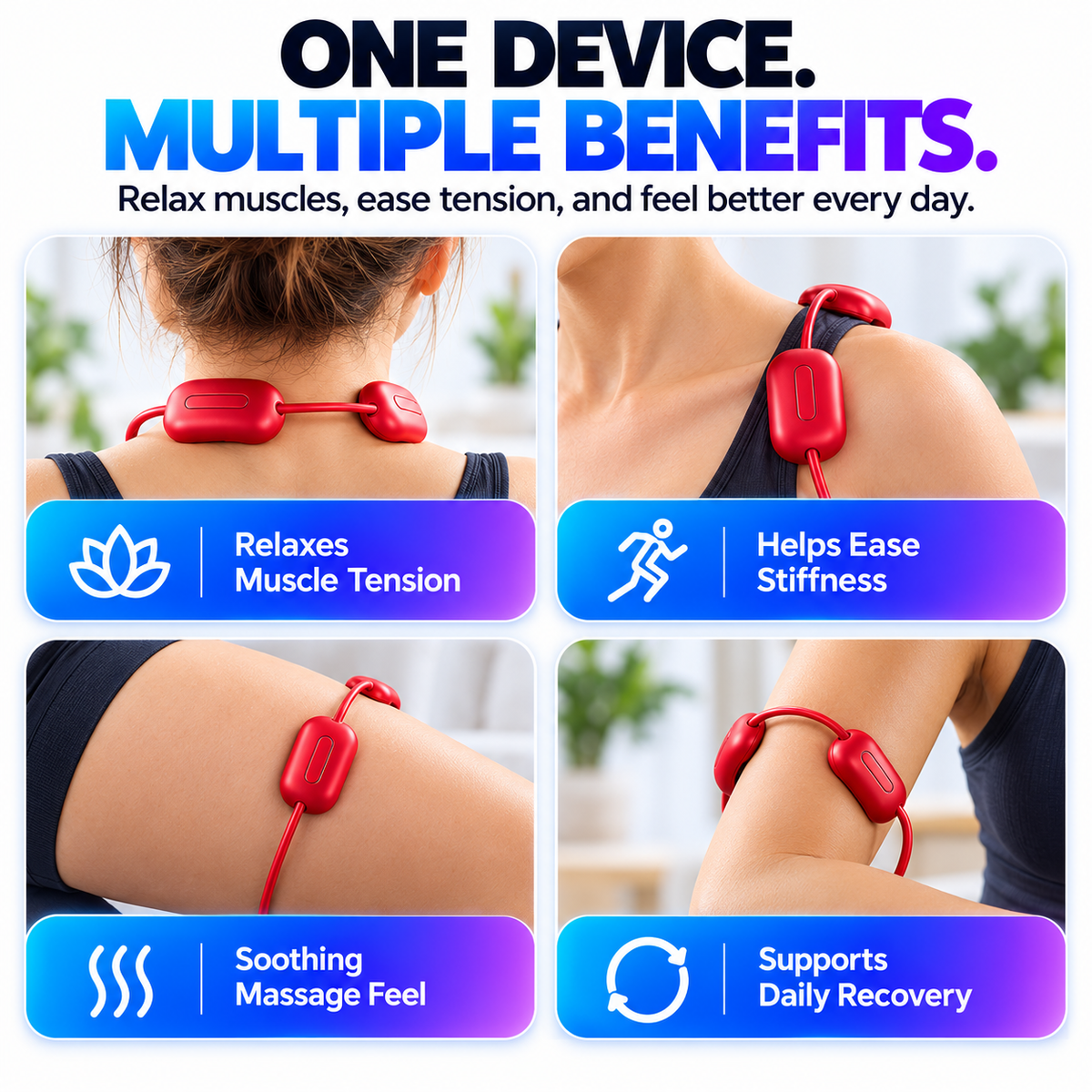 ⚡ Portable Mini Neck Massager - Smart Pulse & 3-Level Heat Relief 💆