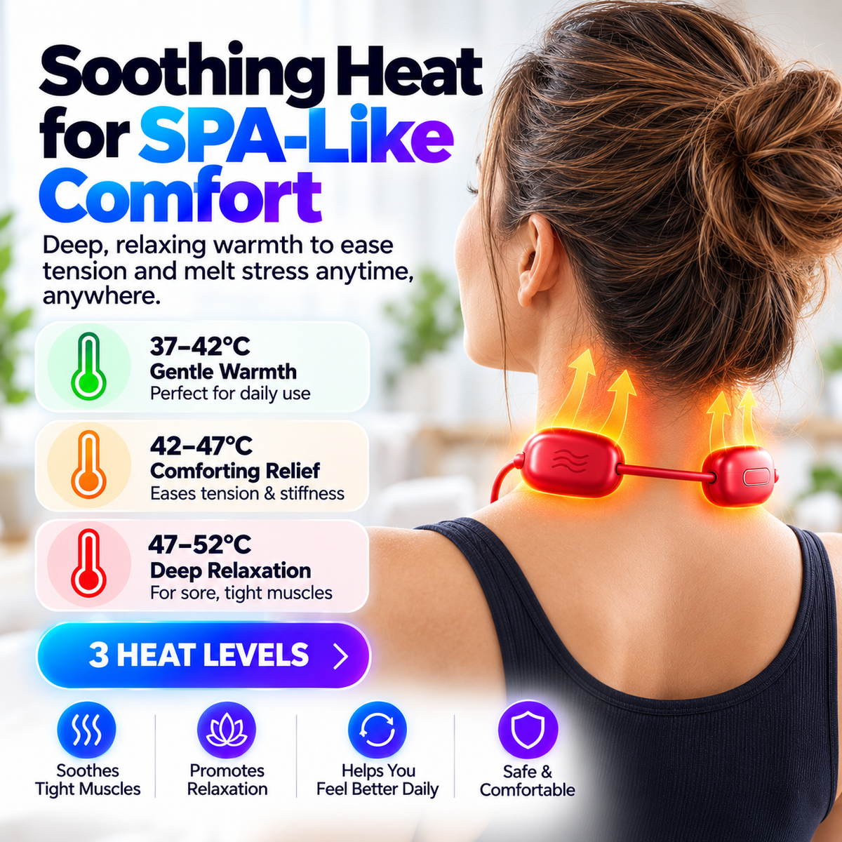 ⚡ Portable Mini Neck Massager - Smart Pulse & 3-Level Heat Relief 💆