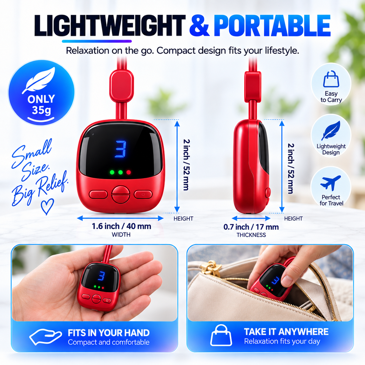 ⚡ Portable Mini Neck Massager - Smart Pulse & 3-Level Heat Relief 💆