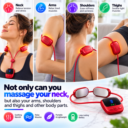 ⚡ Portable Mini Neck Massager - Smart Pulse & 3-Level Heat Relief 💆