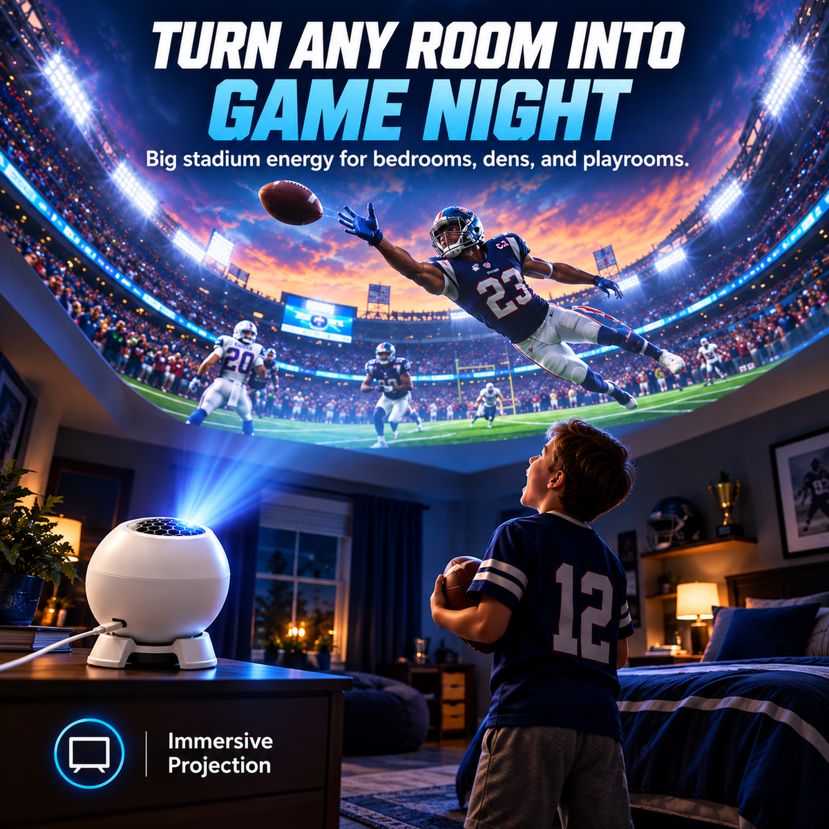 🏈 NFL Football Game Day Projector Light For Football Fans Home Decor